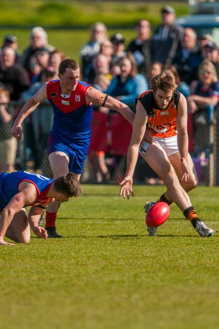 Finals Feel: Louis Venn and Shaun Cannon compete for the ball in the 2017 grand final, a stage both teams would love to return to. Picture: Phillip Biggs