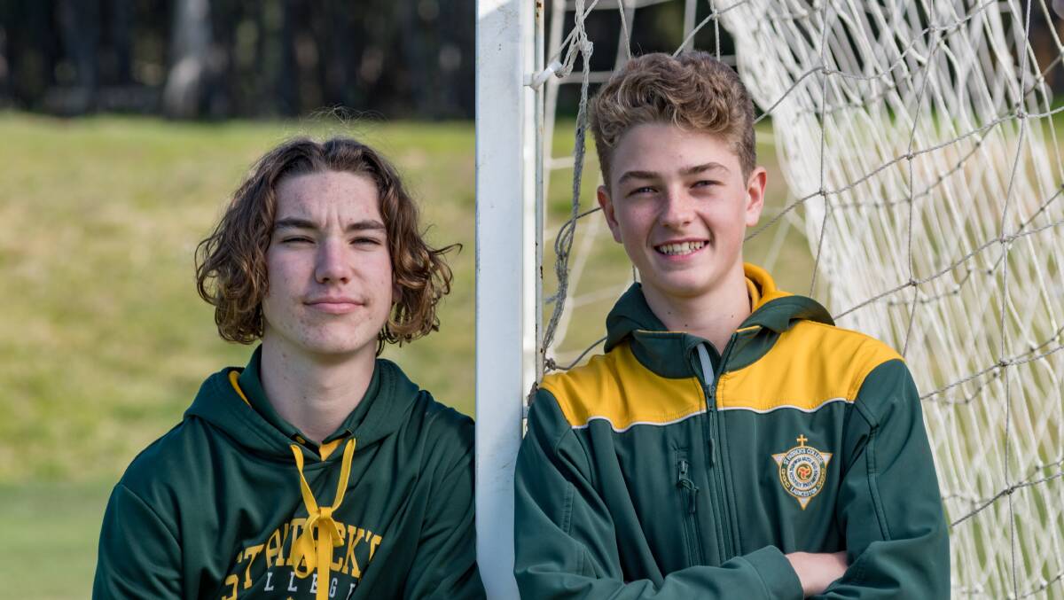 TALKERS: Hamish Bateman and Max Roney have begun a podcast and are kicking goals. Picture: Phillip Biggs