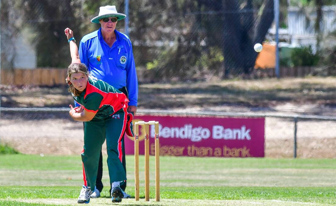 Lightning: Launceston's Charlotte Layton was the pick of the bowlers on day two of the under-18 national carnival. Picture: Scott Gelston