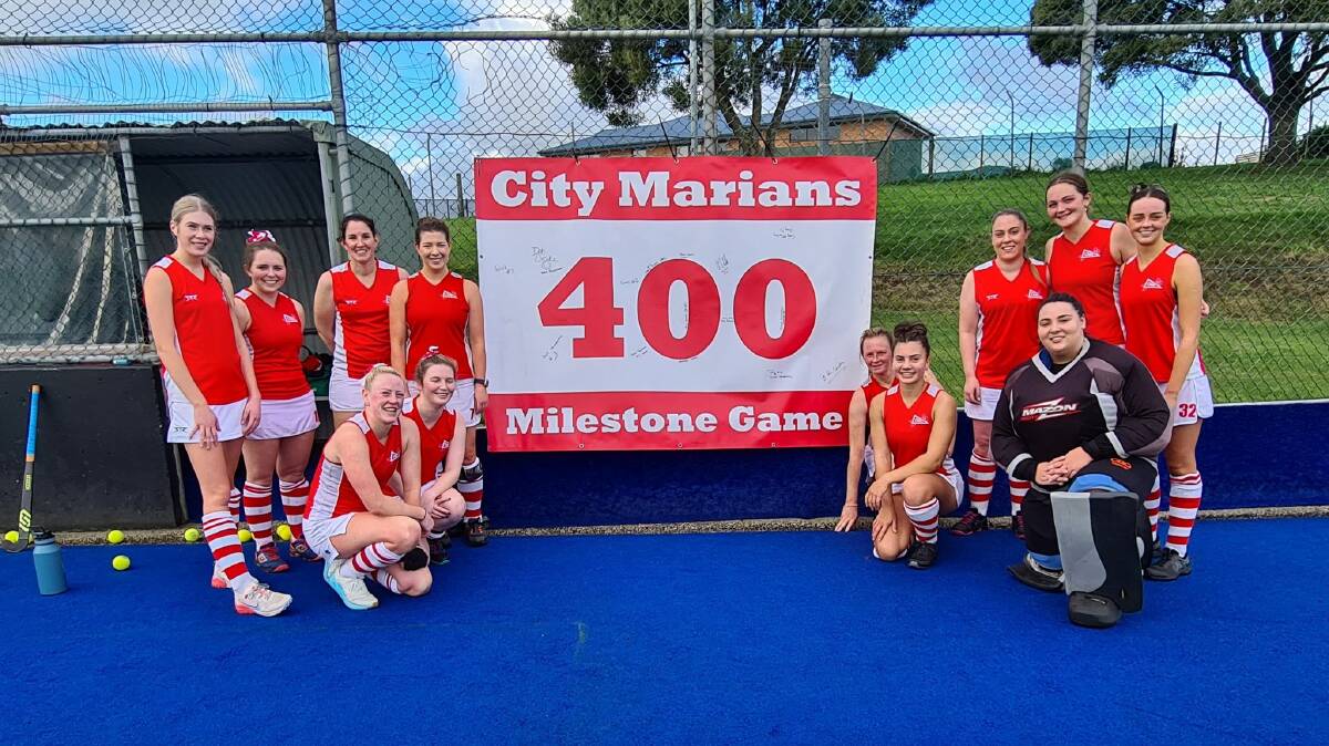 City Marians celebrate Therese Howard's 400th game. Picture: Supplied