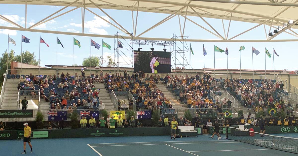 National pride: A heavy Australian crowd supporting John Millman at last week's Davis Cup tie against Brazil. Picture: Josh Partridge