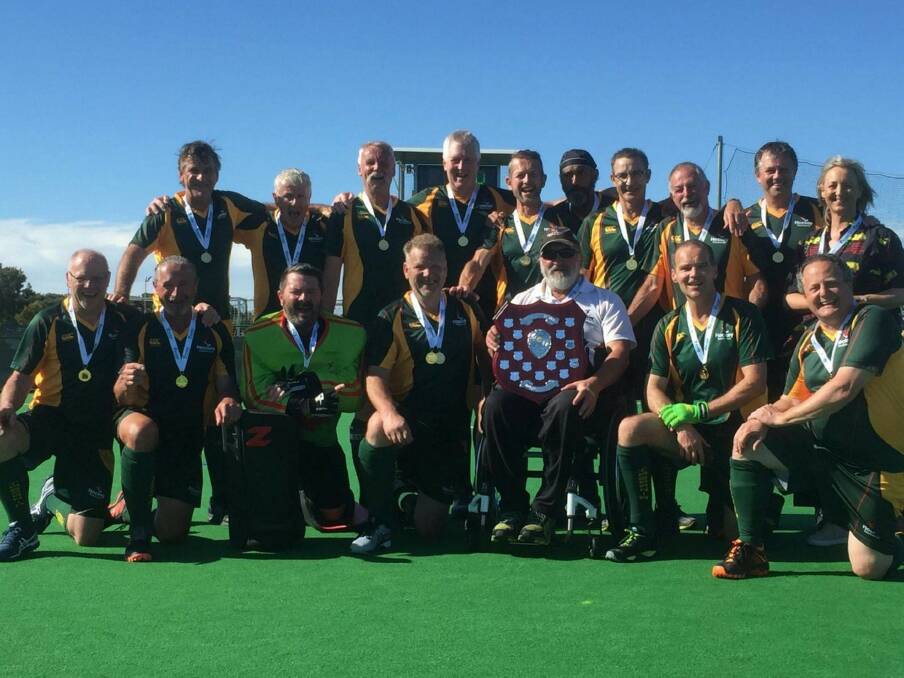 Grinners: Tasmania's over-55 division two team who brought home a gold medal from Western Australia. Picture: Supplied