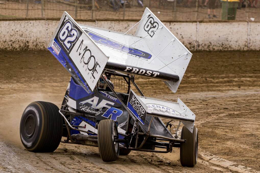 Around the bend: Tate Frost taking on the corner in 410 Sprintcars action this season. Picture: Gavin Skene