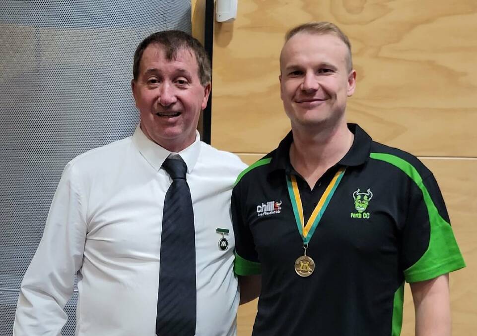 ALL CLASS: TCL President Darrell Whyte stands with Jason Savage Medallist John Hayes, who shared the award with Thanuka Dabare. Picture: Supplied