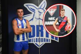 Colby McKercher and Zach Merrett. Pictures by North Melbourne and Essendon football clubs