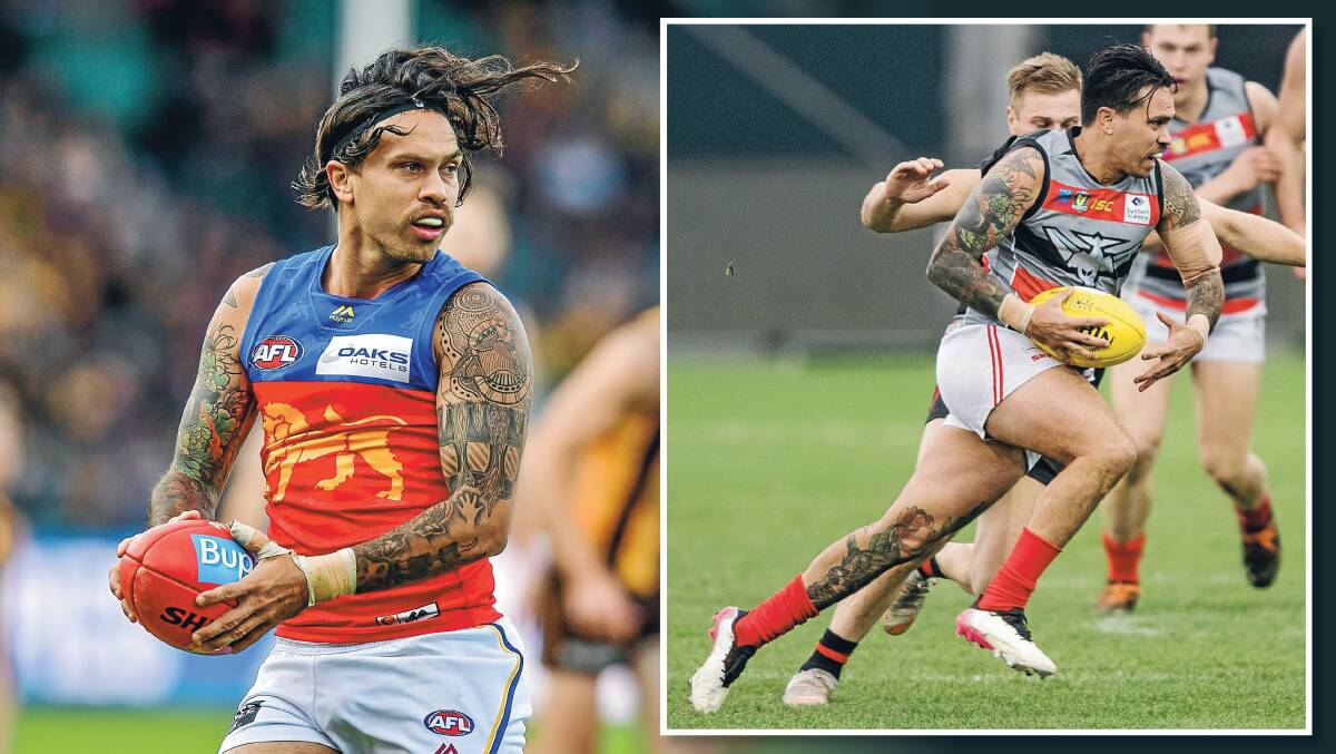 Having a kick: Allen Christensen has played in Tasmania as both an AFL and TSL player. Pictures: Scott Gelston, Phillip Biggs