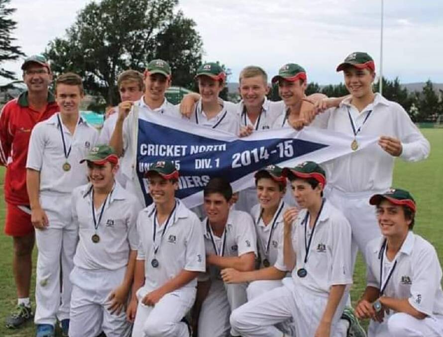 Good old days: Jake Williams and Ethan Conway celebrate a junior premiership. Picture: Supplied