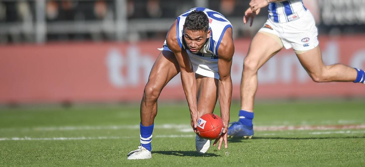 North Melbourne's Tarryn Thomas is fast becoming one of the Roos' most dependable players. Picture: Craig George