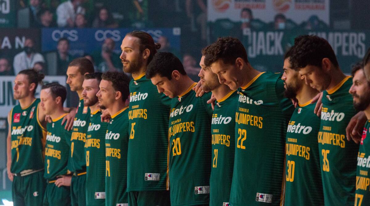 The JackJumpers before their first NBL match-up. Picture: Phillip Biggs