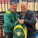 LEGEND: Tasmanian indoor cricket coach Dean Hawkins with former state captain Roger Woolley. Picture: Supplied