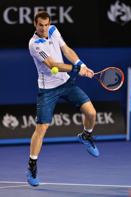 Trademark: Murray's leaping backhand, pictured here in 2014, put years worth of stress on the Scottish superstar's hip. Picture: Scott Gelston