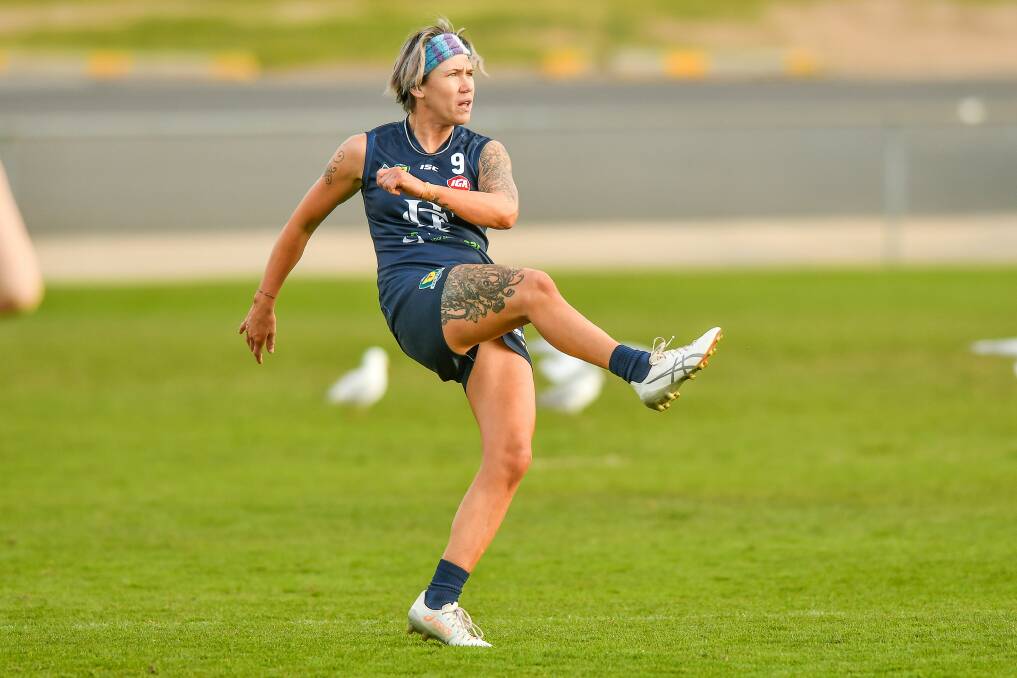 State League footballer Chanette Thuringer will swap the boots for whites this season. 
