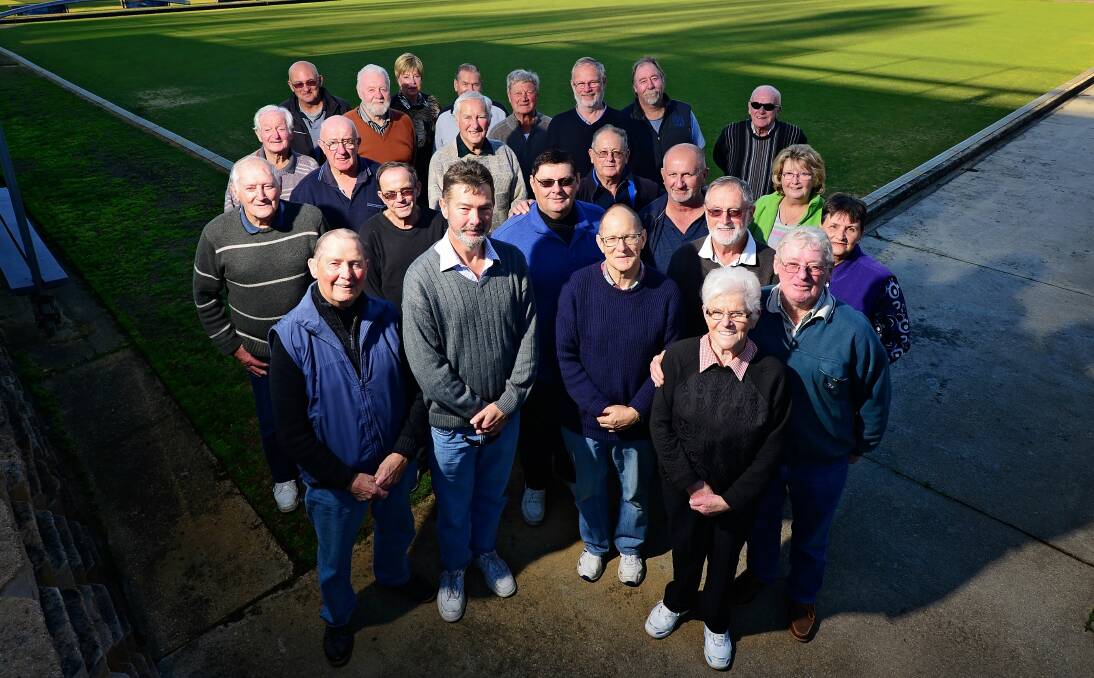 50 YEARS: Trevallyn Bowls Club members with president Jim Saunders, at centre. Picture: Phillip Biggs