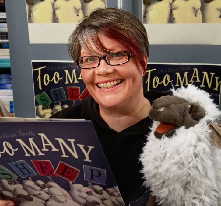 COUNTING SHEEP: Launceston author Christina Booth at the launch of her book, Too Many Sheep, on Sunday. Picture: Phillip Biggs