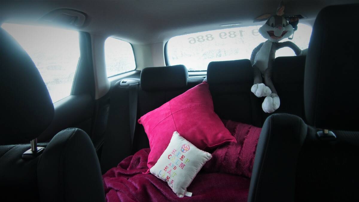 Diane Hayes has decorated the inside of her car to be welcoming and comfortable. 