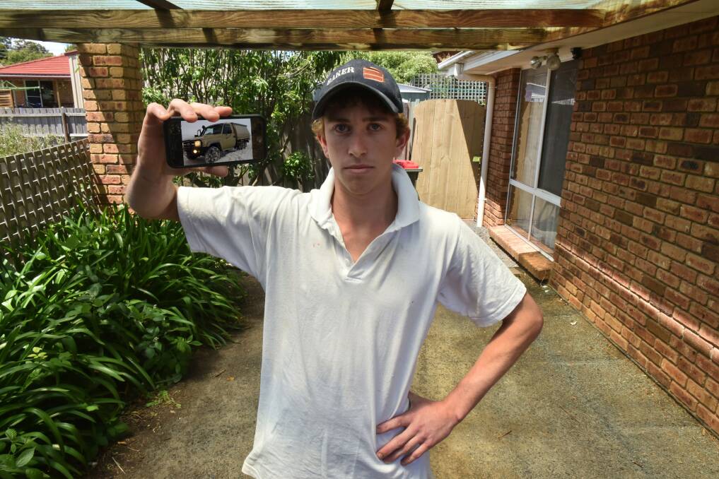 SHATTERED: Baker Alex Duncan, 22, says his whole life was in his ute. Picture: Neil Richardson.