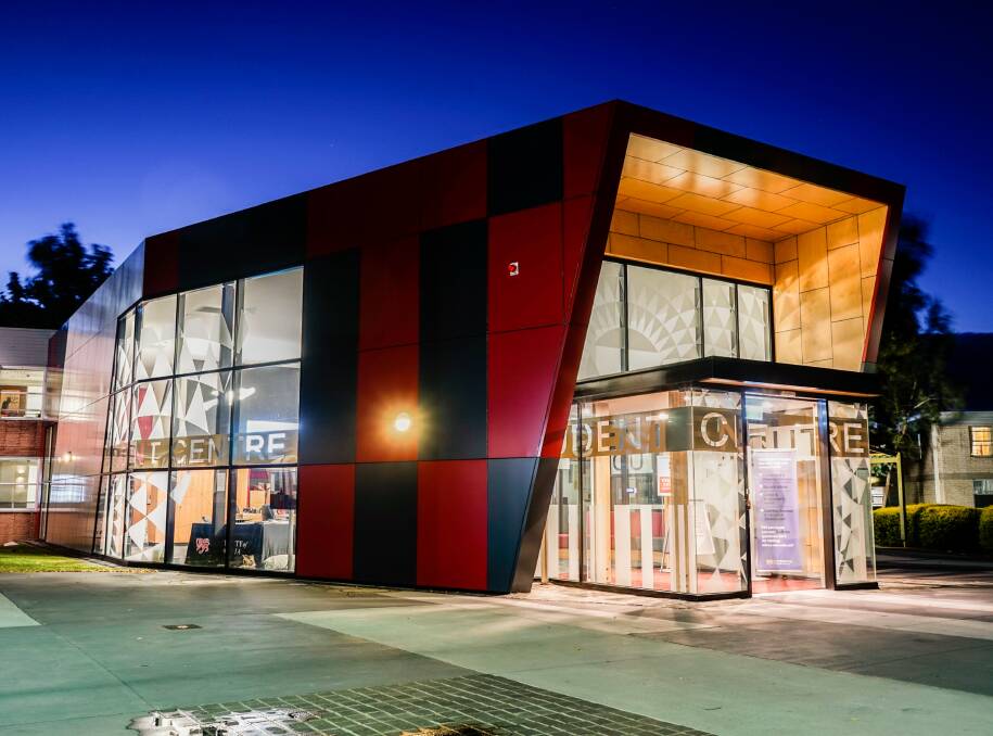 UP FOR AWARD: The UTAS Student Centre at Launceston, designed by Philp Lighton Architects, is part of the Queens Walk redevelopment. Picture: Oliver Micek