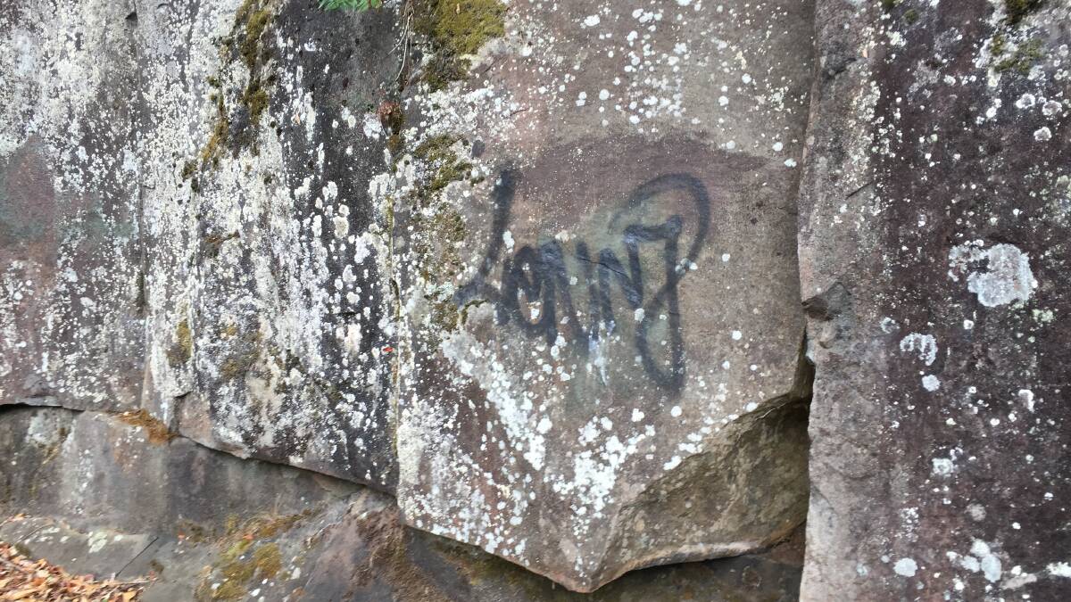 MINDLESS: An example of recent graffiti at the Cataract Gorge. Picture: Holly Monery