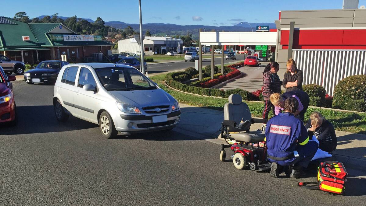ACCIDENT SCENE: 87-year-old Aileen Burns was struck by a car while crossing the road in Legana on Saturday. Picture: Collin Burns
