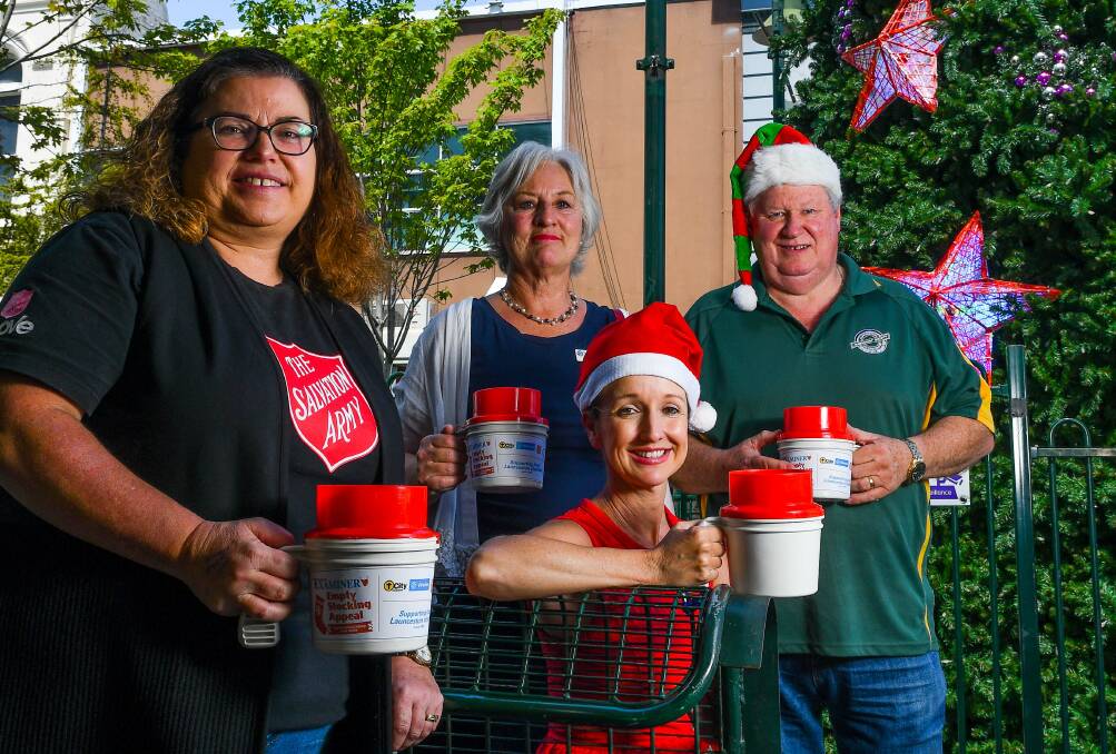 SUPPORT: The Salvo's Anita Reeve, Vinnie's Ann Piper, City Mission's Vanessa Cahoon and the Benevolent Society's John Stuart. Picture: Scott Gelston.