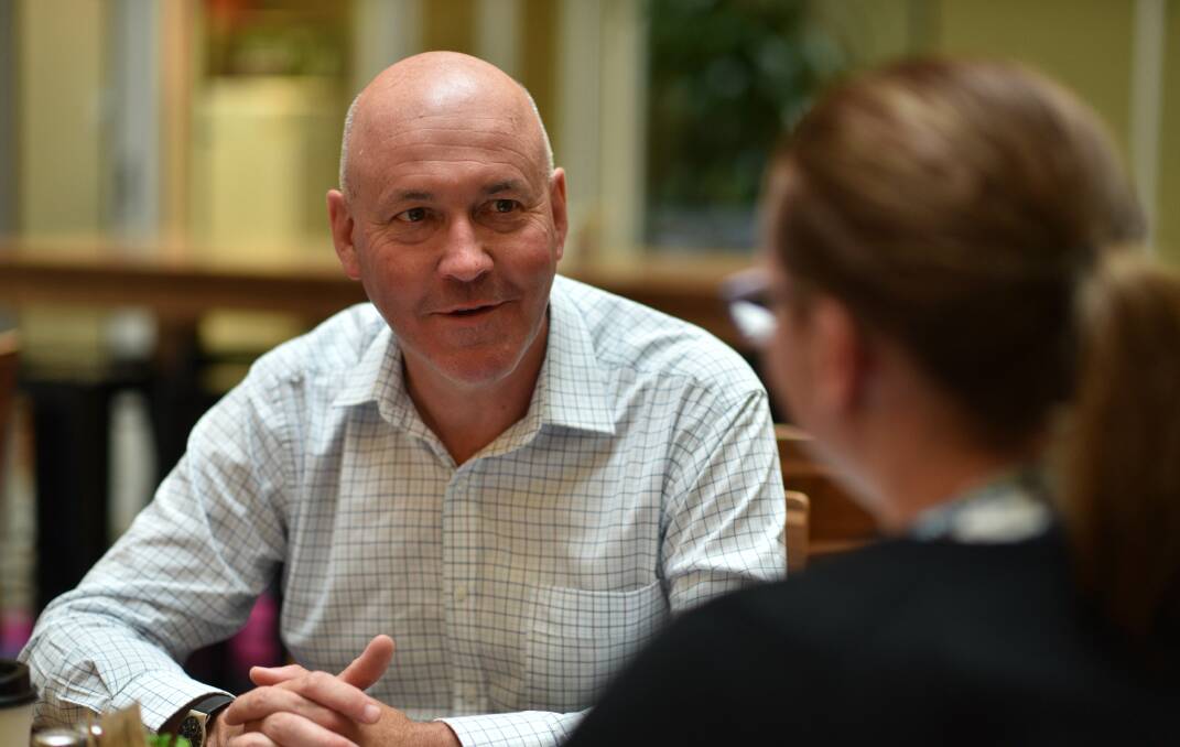 EASTERN FOCUS: Break O'Day Council general manager John Brown speaking with The Examiner's local government reporter Holly Monery about the future of the East Coast and his background in the sector. Picture: Scott Gelston