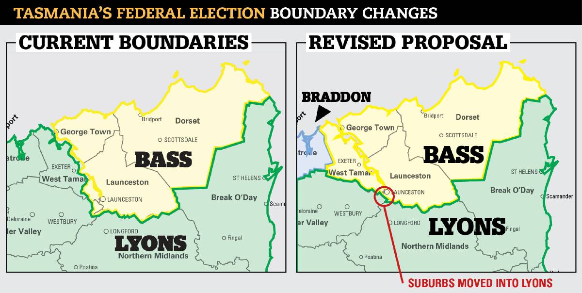 ELECTORAL MAPS: The first proposal suggested moving Dorset and Flinders into Lyons and out of Bass. The revised proposal keeps those areas in Bass but moves the urban areas of the Meander Valley into Lyons instead.