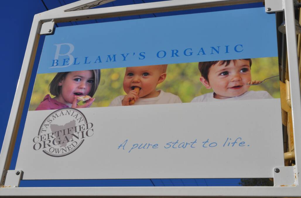 Bellamy's Organic sign.
