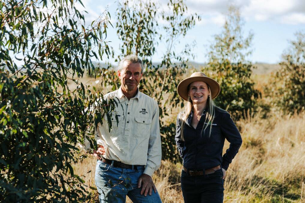 Midlands farmer Julian von Bibra and Greening Australia's Dr Elizabeth Pietrzykowski are working together to increase biodiversity on Julian's property, planting just under 200,000 trees in five years. Picture supplied