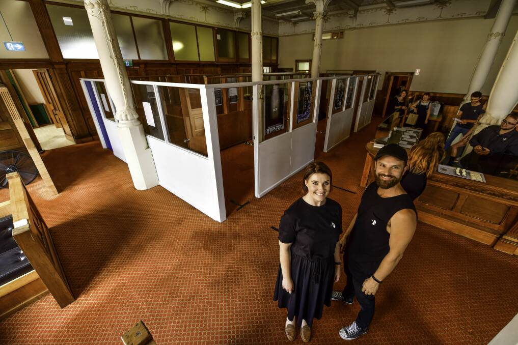 ENTREPRENEURS: IO Performance founders Grace Roberts and Chris Jackson in the space that will become a theatre. Pictures: Scott Gelston 