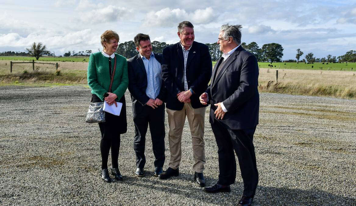 WESTBURY: NTDC chief executive Maree Tetlow, Meander Valley general manager Martin Gill, mayor Wayne Johnston and Lyons MHR Brian Mitchell. Picture: Scott Gelston