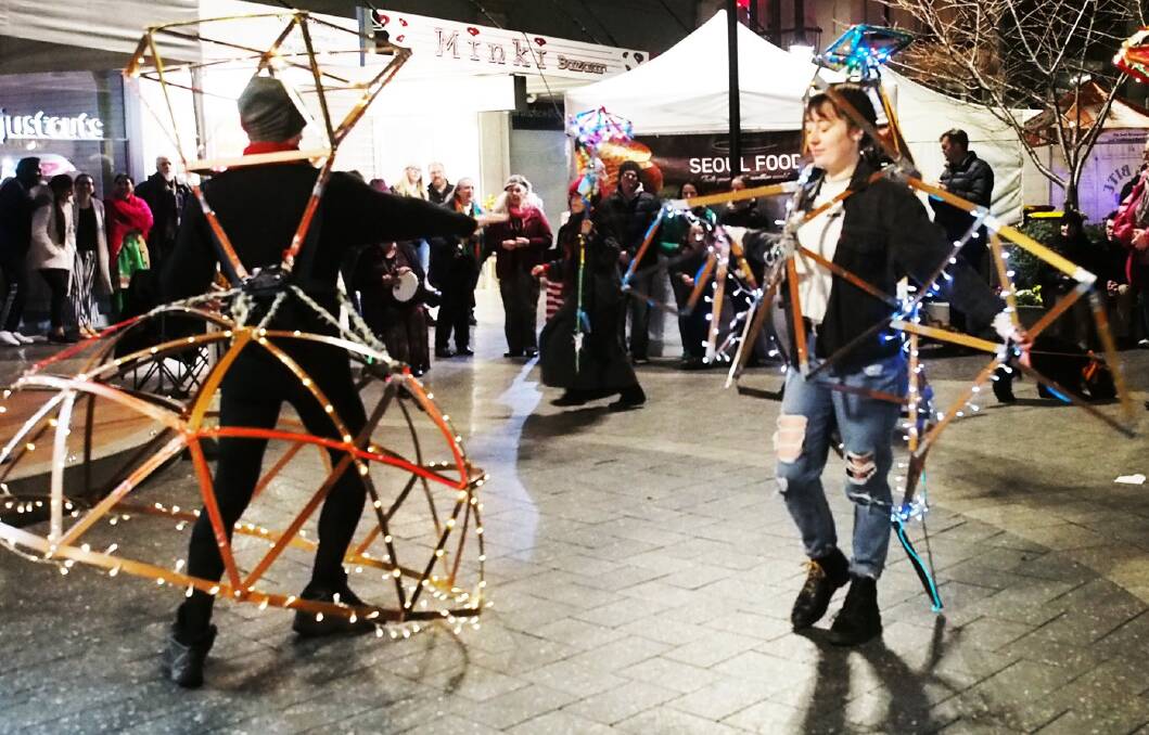 ILLUMINATED: A previous performance of Re-embody, held in the Quadrant Mall. Picture: Supplied 