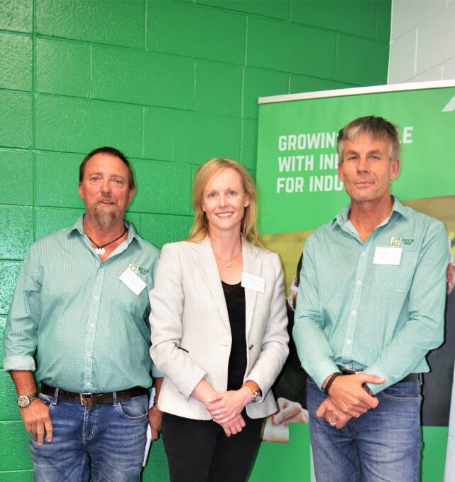 LAUNCH: KEEN chairman Roger Aalbregt, MHR Sarah Courtney, and chief executive Ray Mostogl. Picture: Frances Vinall 