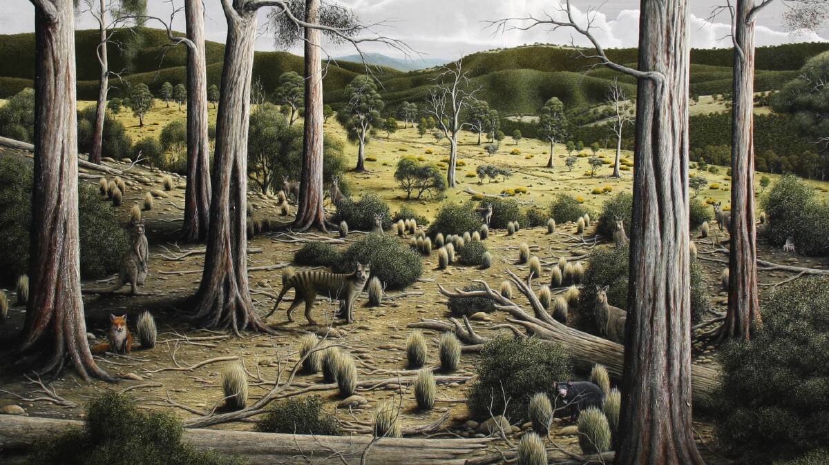 VISION OF TASMANIA: Michael McWilliams' painting An Uncertain Gathering. Picture: Supplied