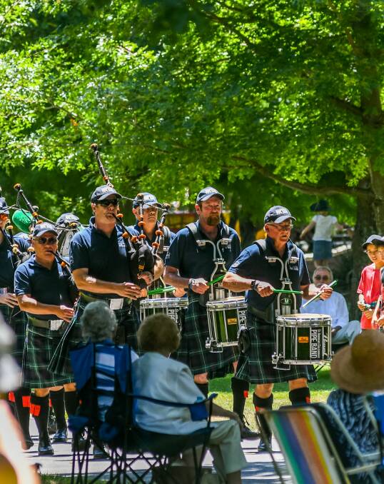 LET THE MUSIC PLAY: The St Andrew's Caledonian Pipe Band at last year's Music in the Park. Picture: Phillip Biggs 