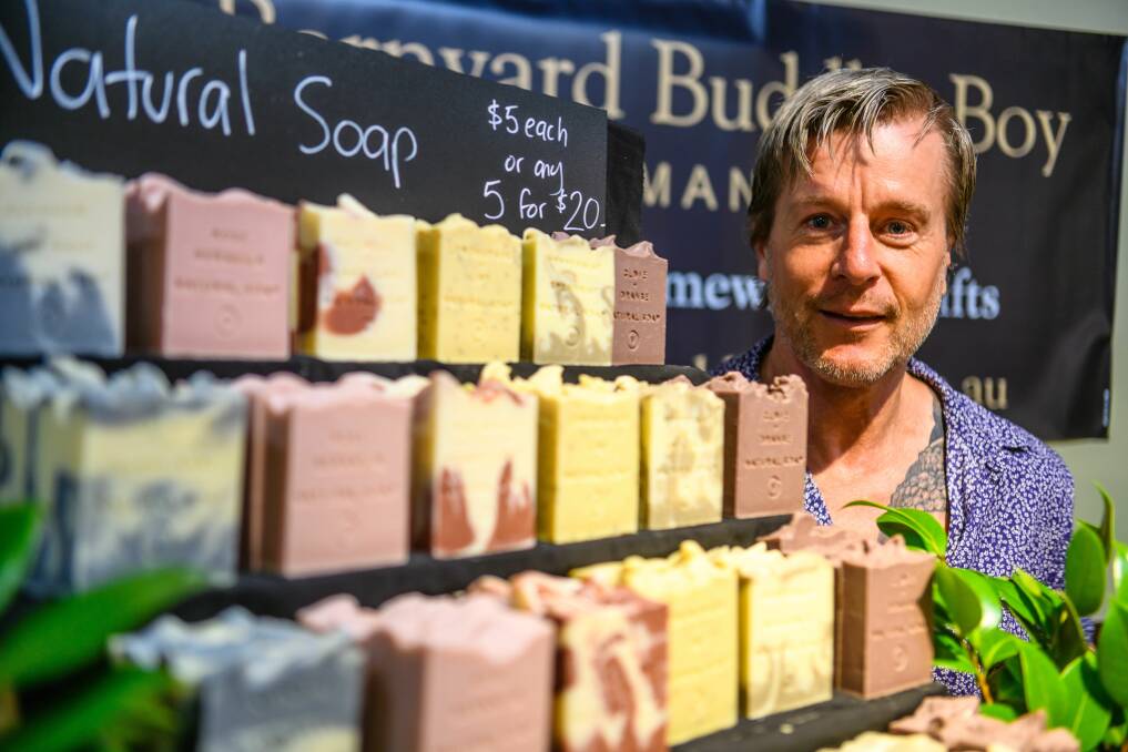 HANDMADE PRODUCTS: Darren West with his soaps at Niche Christmas Market 2016. Picture: Scott Gelston 