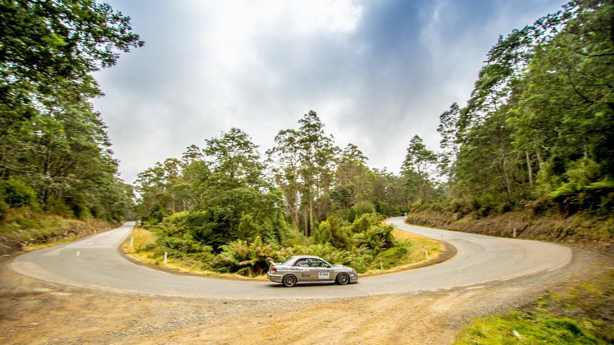 TWISTS AND TURNS: The Sideling road pictured during Targa Tasmania. Picture: Angryman Photography 