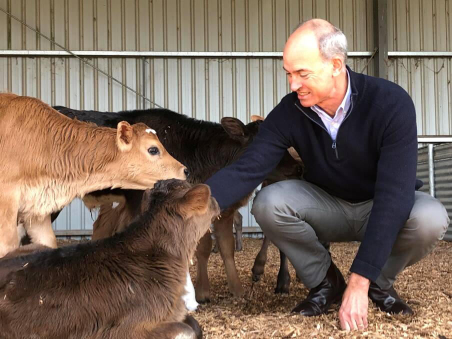 Energy Minister Guy Barnett at Eskfield Farms on Sunday. Picture: Supplied
