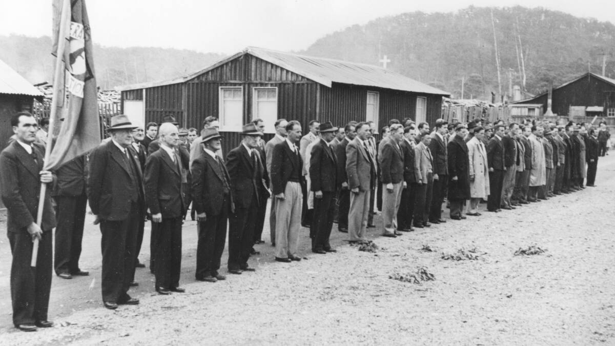 LEST WE FORGET: Anzac Day at a Hydro camp in Tasmania, 1947. Picture: Trove 