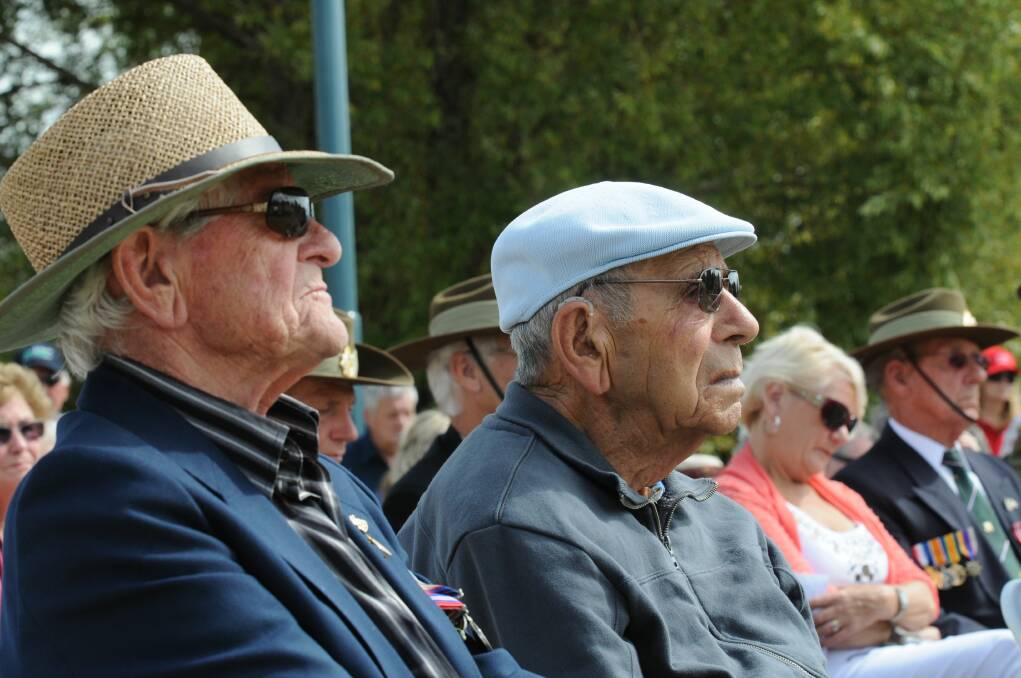 SURVIVORS: George Lawson and fellow 2/40th Battalion veteran Ted Sweetman in 2013. Picture: Paul Scambler  