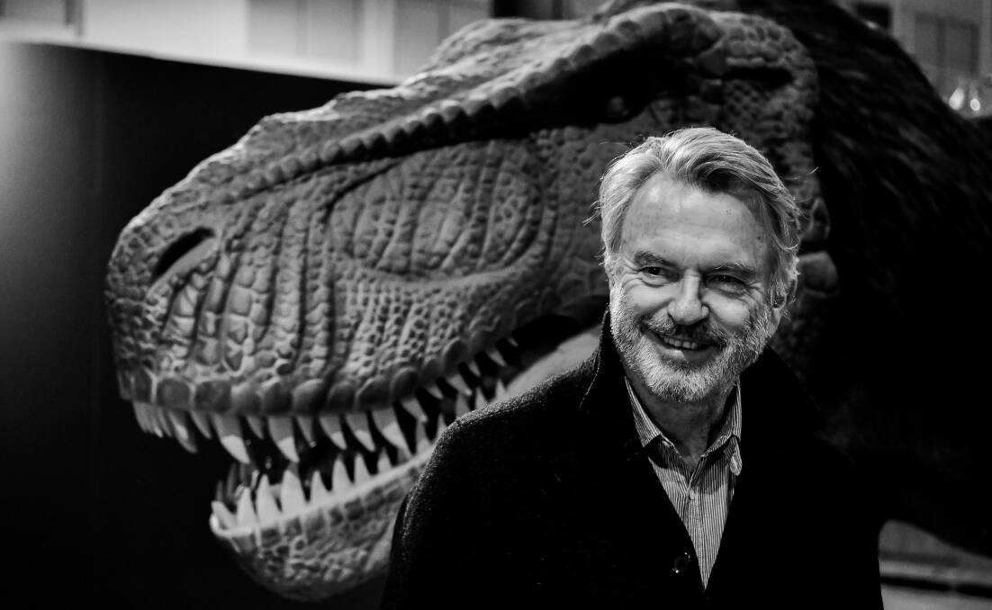 BOFA: Movie star Sam Neill took a tour of QVMAG's upcoming dinosaur exhibition on his Launceston trip. Picture: Scott Gelston 