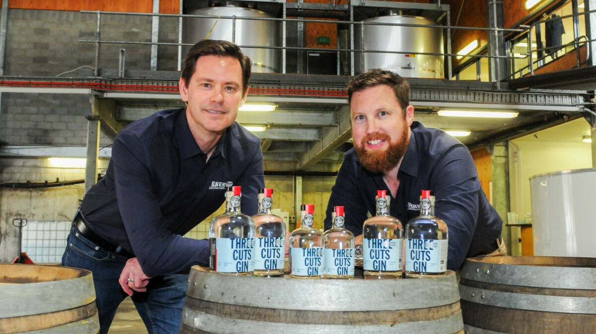 NEW BREW: Turner Stillhouse, chief executive Justin Turner and brewer Brett Coulson at their Grindelwald distillery. Picture: Paul Scambler 