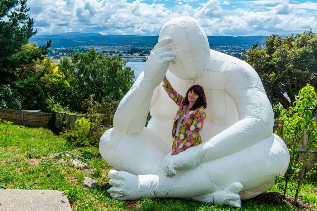 THINKER: Amanda Parer with her light sculpture, to be installed in Cataract Gorge for Mona Foma. Picture: Neil Richardson