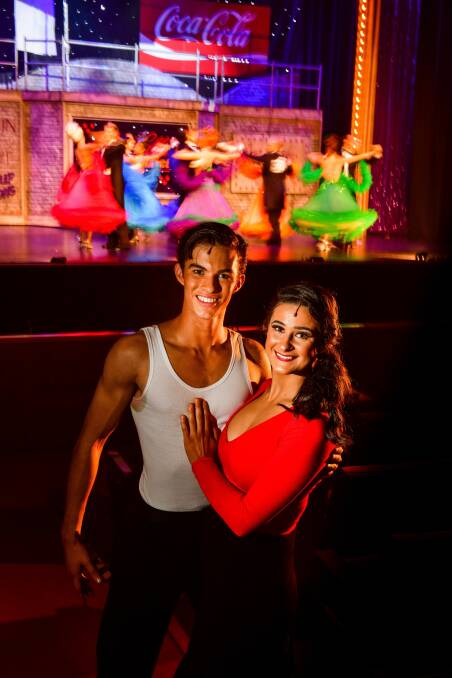 MAIN: Tarrant Edwards and Charlotte Page as Scott Hastings and Fran in Strictly Ballroom. Picture: Scott Gelston 