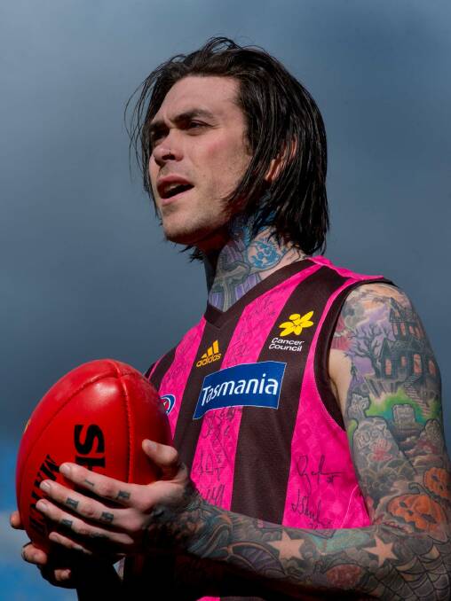 ALL STAR: Matthew Garwood, pictured here in 2017 before he performed at the Pink Ribbon AFL game. Picture: Neil Richardson 
