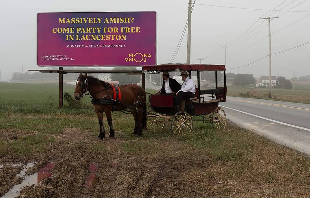 FREE TICKETS: The billboard in Amish country of Lancaster, Pennsylvania. Picture: Supplied