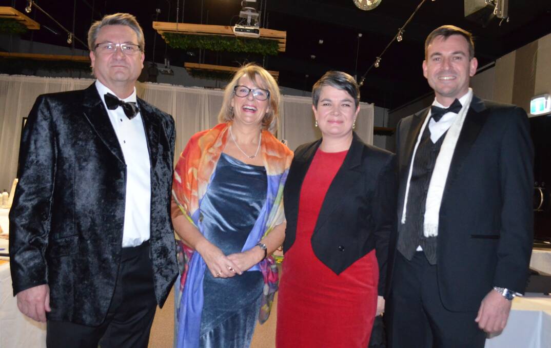 GENEROUS: Diana Butler (second from left) at the Love Africa Ball on Saturday night, with Justin Birchmore, Harriet Baillie and Charles Brewer. Picture: Frances Vinall 