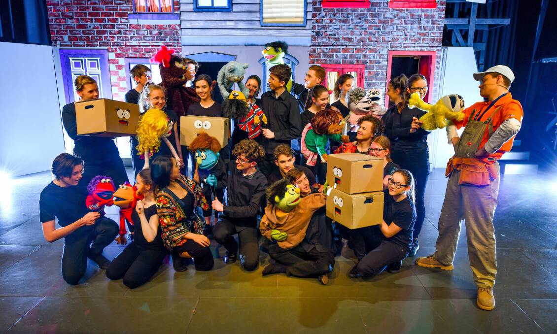 PUPPETRY: The cast of Scotch Oakburn College's production of Avenue Q prepare for their upcoming season. Picture: Scott Gelston