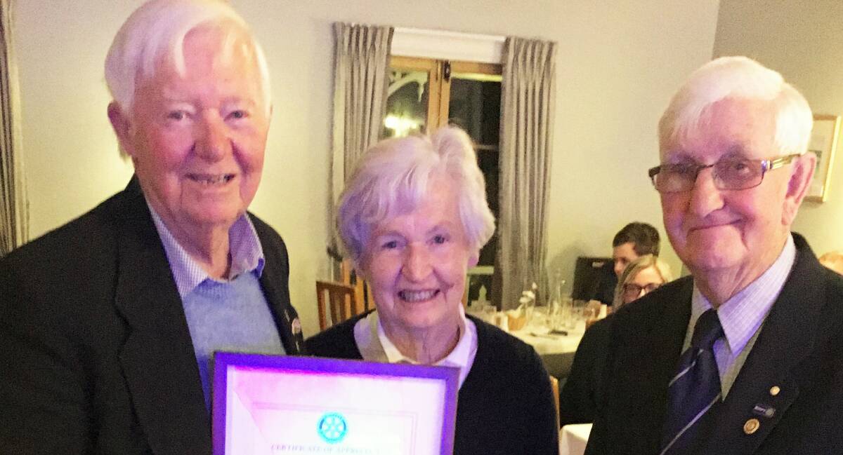 RECOGNITION: Peter Partridge, Lesley Partridge and Don Dickenson celebrating Peter Partridge's 50 years with Rotary on October 2. Picture: Supplied