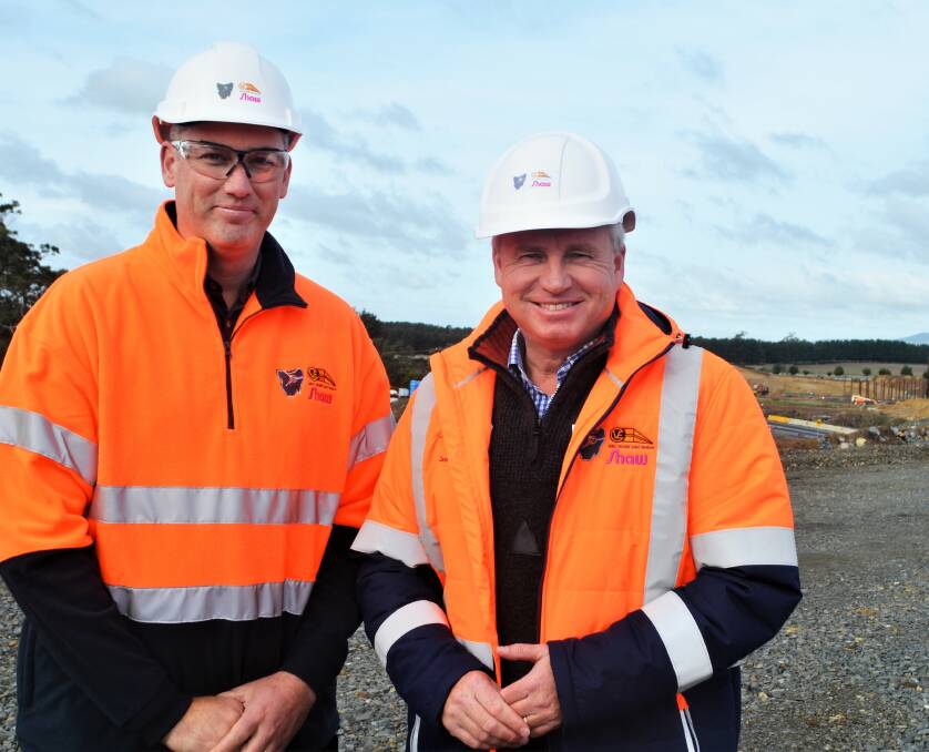 PROGRESS: VEC civil engineering manager Lincoln Bromwich and Minister for Infrastructure Jeremy Rockliff. Picture: Frances Vinall 