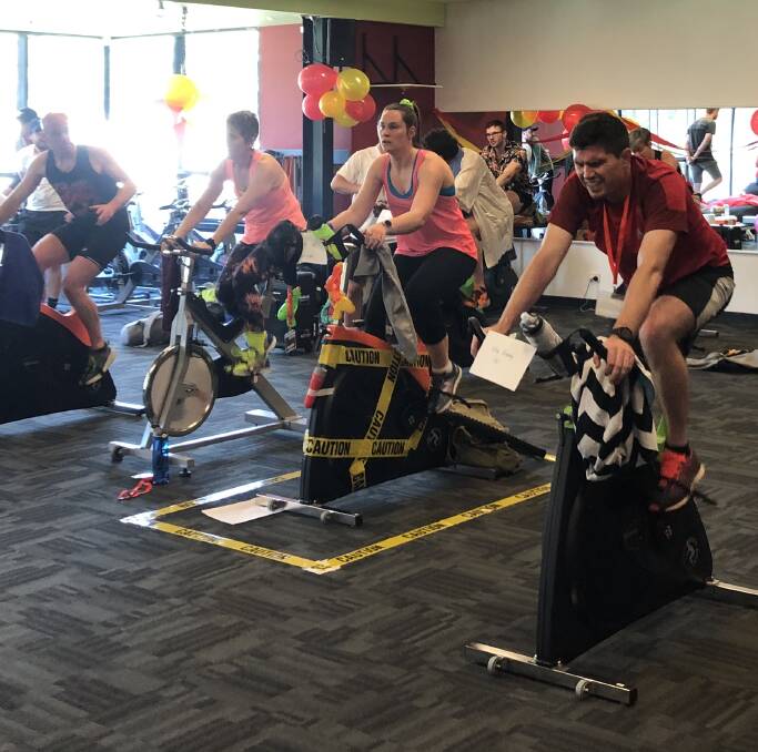 WHEELY GREAT INITIATIVE: Participants in the Westpac Rescue Helicopter cycle challenge at the Unigym over the weekend. Picture: Supplied 